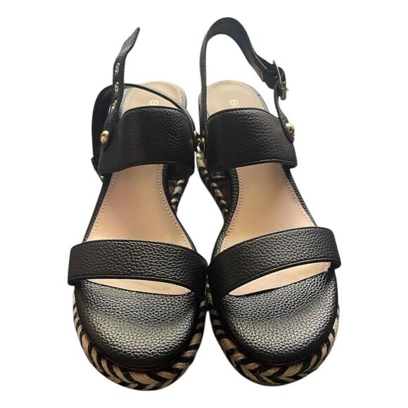 BCBGeneration Allia Black Wedge Sandals Open Toe Ankle Strap Womens Size 8M NWB - Picture 5 of 7